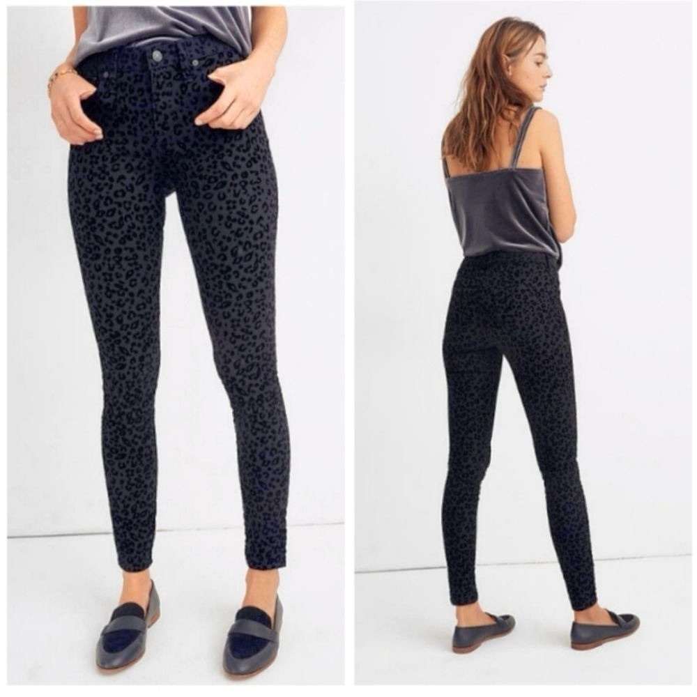 Madewell Black Leopard Print Skinny jeans